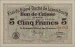 LUXEMBOURG. Etat du Grand-Duche de Luxembourg. 5 Francs, 1918. P-29b. Extremely Fine.