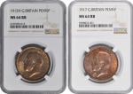 GREAT BRITAIN. Duo of Pennies (2 Pieces), 1912-1917. Each NGC Certified.