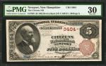 Newport, New Hampshire. $5  1882 Brown Back. Fr. 469. The Citizens NB. Charter #3404. PMG Very Fine 