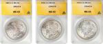Lot of (3) New Orleans Mint Morgan Silver Dollars. MS-63 (ANACS).