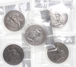 英国贸易银元一组5枚，1909-B，1910-B （2），1911-B及1912-B，GEF至AU