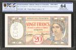 FRENCH SOMALILAND. Banque de LIndo-Chine. 20 Francs, ND (1941). P-7As. Specimen. PCGS BG Choice Unci