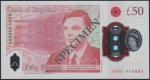 Bank of England, £50, 23 June 2021, serial number AA01 000950, red, Queen Elizabeth II at right and 