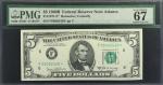 Fr. 1971-F*. 1969B $5  Federal Reserve Star Note. San Francisco. PMG Superb Gem Uncirculated 67 EPQ.