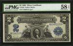 Fr. 256. 1899 $2 Silver Certificate. PMG Choice About Uncirculated 58 EPQ.