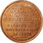 1908 Elder "Taft" of "Gold Basis" Dollar. HK-812a, DeLorey-61. Rarity-9. Copper. Prooflike Mint Stat