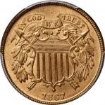 1867 Two-Cent Piece. MS-66 RD (PCGS).