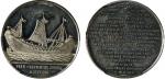 1848年中国式帆船“耆英”号远航英国镀银中型纪念章一枚