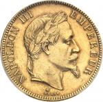 1870年法国拿破仑三世100法郎 PCGS MS 62 FRANCE Second Empire / Napoléon III