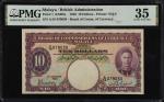 1940年马来亚货币发行局拾圆。MALAYA. Board of Commissioners of Currency Malaya. 10 Dollars, 1940. P-1. PMG Choice