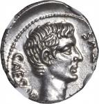 AUGUSTUS, 27 B.C.- A.D. 14. AR Denarius (3.80 gms), Rome Mint, ca. 13 B.C. NGC MS, Strike: 4/5 Surfa
