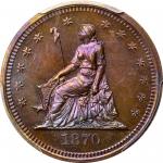1870 Pattern Quarter. Judd-885, Pollock-983. Rarity-7-. Copper. Plain Edge. Proof-65 BN (PCGS). CAC.