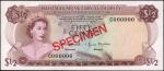 BAHAMAS. Bahamas Monetary Authority. 50 Cents, 1968. P-26s. Specimen. Uncirculated.