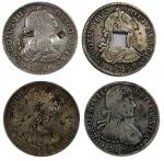 Spanish Colonies, 8reales, lot of 4 consisting of: Peru 1786-L MI (PCGS Genuine XF Details), Mexico 