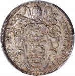 ITALY. Papal States. Testone, 1686 Year X. Rome Mint. Innocent XI. PCGS MS-64 Gold Shield.