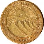 GUATEMALA. Central American Republic. 2 Escudos, 1846-NG A. Nueva Guatemala Mint. ANACS VF-30 Detail