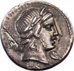 ROMAN REPUBLIC. Pub. Crepusius. AR Denarius (4.15 gms), Rome Mint, 82 B.C. ALMOST UNCIRCULATED.