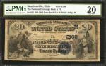 Steubenville, Ohio. $20  1882 Date Back. Fr. 552. The National Exchange Bank. Charter #2160. PMG Ver