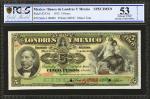 MEXICO. Banco de Londres y Mexico. 5 Pesos, 1913. P-S233s1. Specimen. PCGS GSG About Uncirculated 53