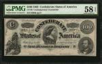 CT-49. Confederate Currency. 1863 $100. PMG Choice About Uncirculated 58 EPQ. Contemporary Counterfe