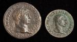 TRAJAN, A.D. 98-117. Duo of Bronze Denominations (2 pieces), Rome Mint, A.D 98-102. Average Grade: N