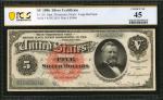 Fr. 261. 1886 $5 Silver Certificate. PCGS Banknote Choice Extremely Fine 45.