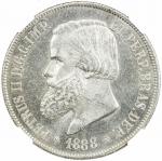 Lot 2073 BRAZIL: Pedro II， 1831-1889， AR 2000 reis， 1888， KM-485， NGC graded MS64.