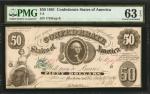 T-8. Confederate Currency. 1861 $50. PMG Choice Uncirculated 63 EPQ.