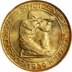 SWITZERLAND. Lucerne Shooting Festival 100 Francs, 1939-B. Bern Mint. NGC MS-66.