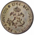 1746/4-A Sou Marque. Paris Mint. Vlack-25b, var. First Semester. MS-62 (PCGS).