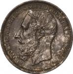 ベルギー領コンゴ(Belgian Congo), 1896, 銀(Ag), 5ﾌﾗﾝ Francs,極美, EF, レオポルド2世像 5フラン銀貨 1896年 KM8.1