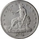 1874-S年贸易银壹圆。旧金山造币厂。UNITED STATES OF AMERICA. Trade Dollar, 1874-S. San Francisco Mint. PCGS Genuine