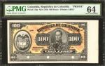 COLOMBIA. República de Colombia. 100  Pesos, August 1910. P-318p. Lot of Four (4) Face Proofs. Mixed