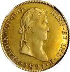 MEXICO. War of Independence. Guadalajara. 8 Escudos, 1821-Ga FS. Guadalajara Mint. Ferdinand VII. NG