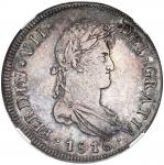 Santiago, Chile, bust 8 reales, Ferdinand VII, 1816 FJ, NGC XF 45.