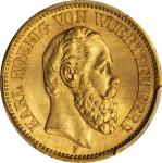 GERMANY. Wurttemberg. 20 Mark, 1873-F. Freudenstadt Mint. PCGS MS-65 Secure Holder.