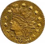 1880 California Gold Token. Round 1/2 Cal. Gold. Indian Head. Mint State (Uncertified).