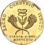AUTRICHEFrançois II (1792-1835). Médaille d’Or au module de 3 ducats, mariage de l’Empereur François