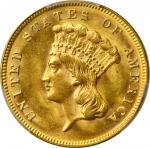 1874 Three-Dollar Gold Piece. MS-63 (PCGS).