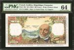 FRENCH ANTILLES. French Administration. 100 Francs, ND (1964). P-10b. PMG Choice Uncirculated 64.