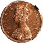 1862-(C)年印度1/2 Pice。加尔各答铸币厂。后铸。INDIA. 1/2 Pice Restrike, 1862-(C). Calcutta Mint. Victoria. NGC PROO