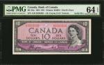1954年加拿大银行10元。全3序列号。CANADA. Bank of Canada. 10 Dollars, 1954. BC-32a. Solid Serial Number. PMG Choic