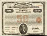 United States of America. Act of April 24, 1917. $50 4% Convertible Gold Bond of 1932-1947-First Lib