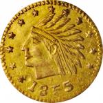 1855 California Gold Charm. Round. Indian Head. About Uncirculated.