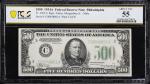Fr. 2202-C. 1934A $500 Federal Reserve Mule Note. Philadelphia. PCGS Banknote About Uncirculated 55.