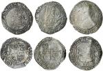 Charles I (1625-49), Sixpences (3), group E (2), 3.18g, m.m. tun, ma br fr et hi, ?Aberystwyth? bust