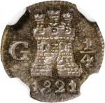 GUATEMALA. 1/4 Real, 1821-G. Nueva Guatemala Mint. Ferdinand VII. NGC MS-65.