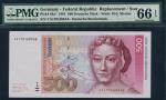 Federal Republic of Germany, replacement 500 Deutsche Mark,1991, serial number YA 1791680A8, pink an