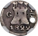 GUATEMALA. 1/4 Real, 1822-G. Nueva Guatemala Mint. Ferdinand VII. NGC Fine Details--Holed.