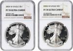 Lot of (2) 2000s Silver Eagles. Proof-70 Ultra Cameo (NGC).